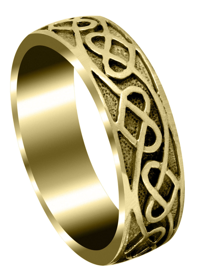 Yellow Gold Unique Mens Wedding Band | Sand Blast / High Polish Finish (Jasper)