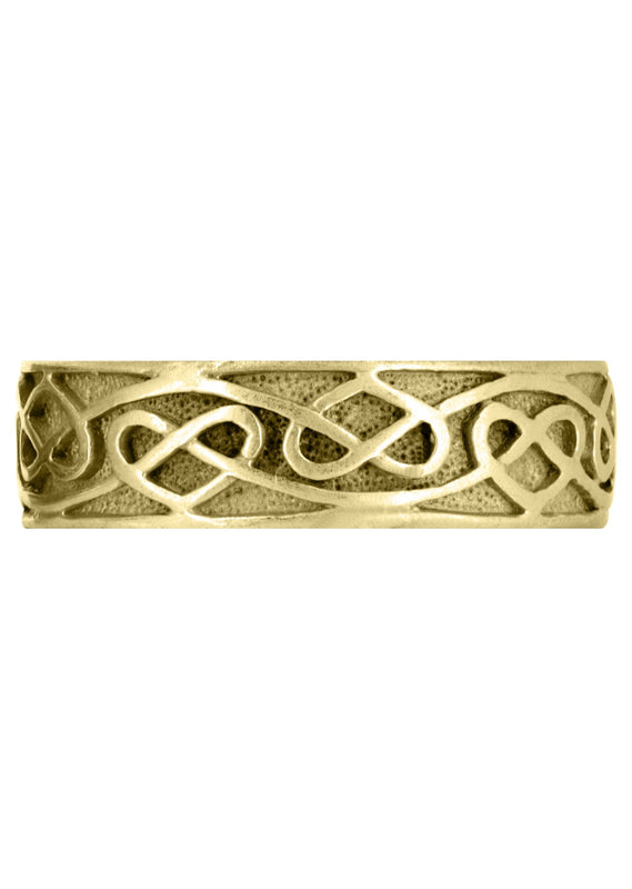 Yellow Gold Unique Mens Wedding Band | Sand Blast / High Polish Finish (Jasper)