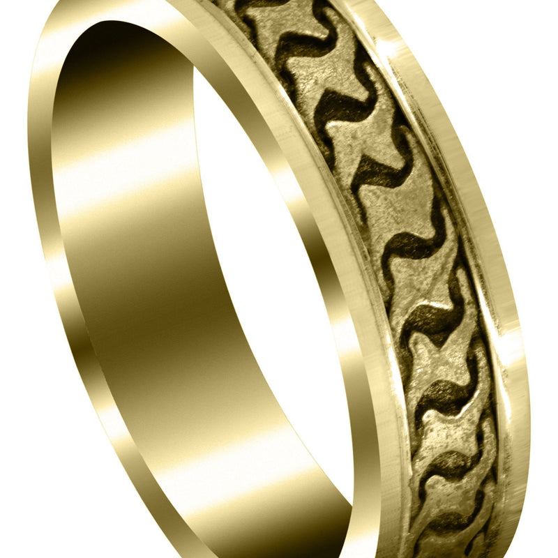 Yellow Gold Celtic Mens Wedding Band | Sand Blast / High Polish Finish (Jax)