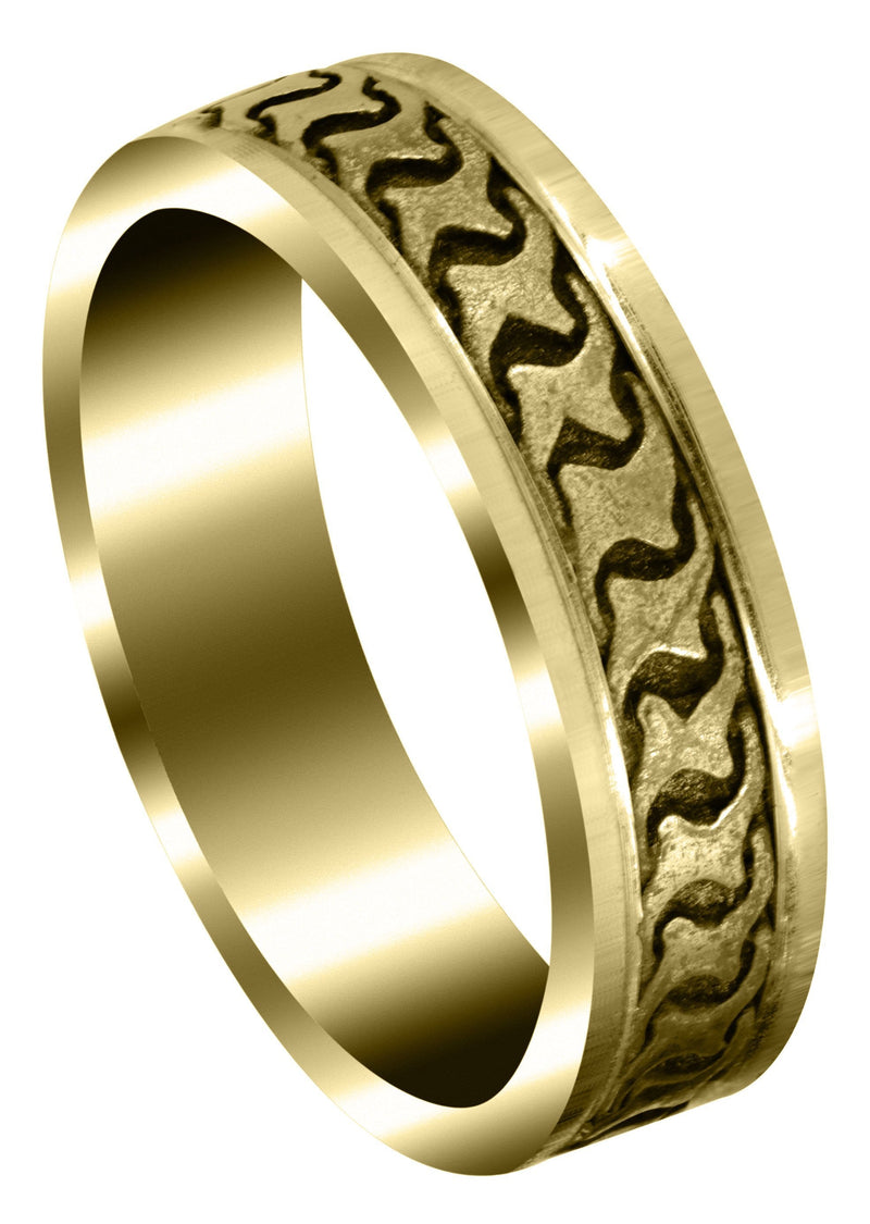 Yellow Gold Celtic Mens Wedding Band | Sand Blast / High Polish Finish (Jax)