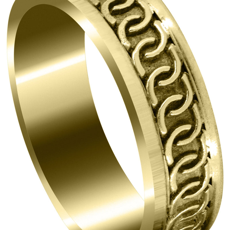 Yellow Gold Celtic Mens Wedding Band | Sand Blast / High Polish Finish (Eric)