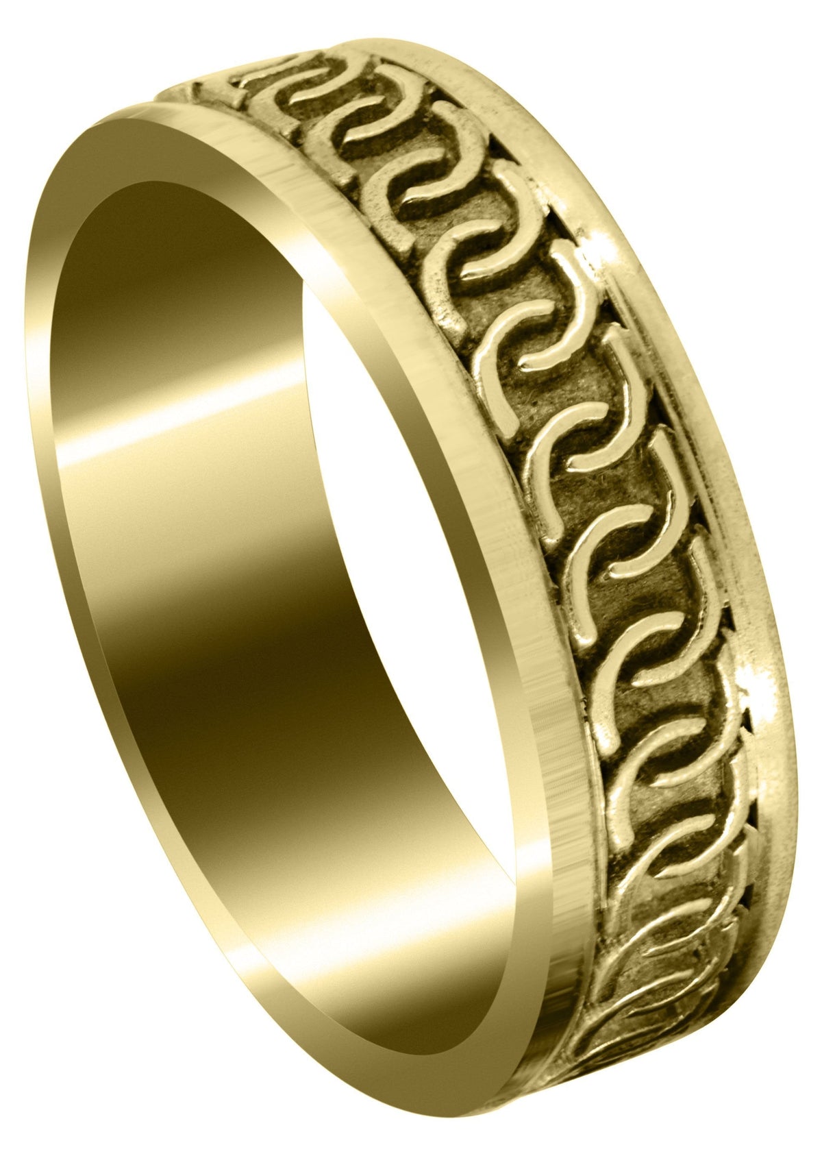 Yellow Gold Celtic Mens Wedding Band | Sand Blast / High Polish Finish (Eric)