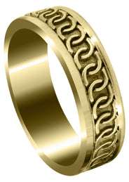 Yellow Gold Celtic Mens Wedding Band | Sand Blast / High Polish Finish (Eric)