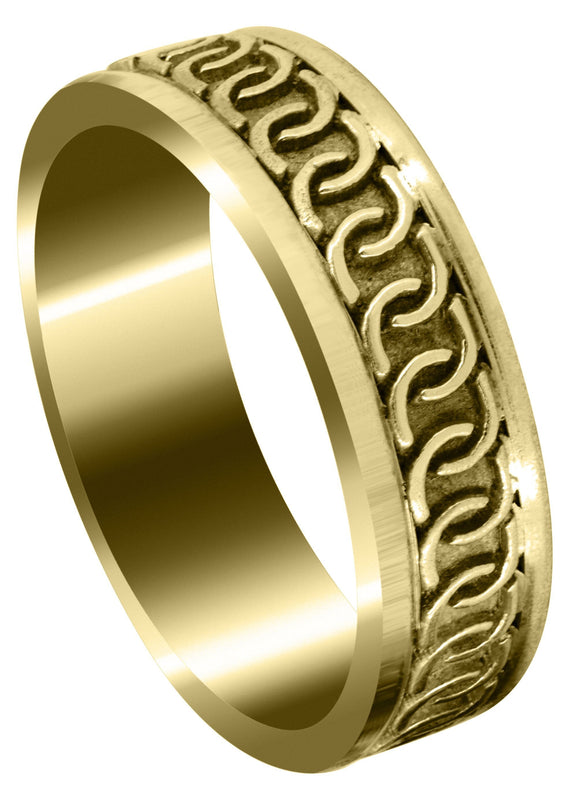 Yellow Gold Celtic Mens Wedding Band | Sand Blast / High Polish Finish (Eric)