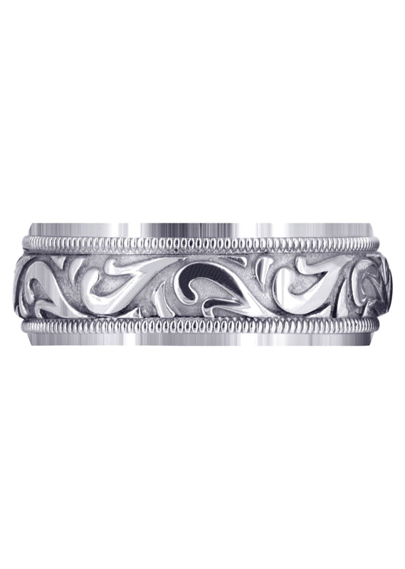 Antique Mens Wedding Band | Sand Blast / High Polish Finish (George)