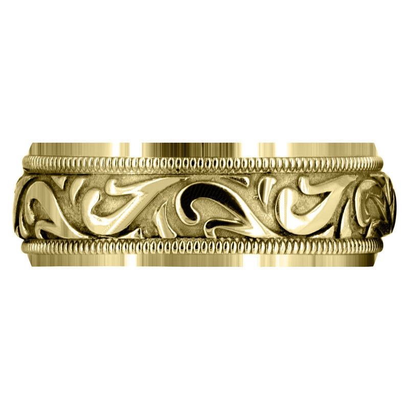 Yellow Gold Antique Mens Wedding Band | Sand Blast / High Polish Finish (George)