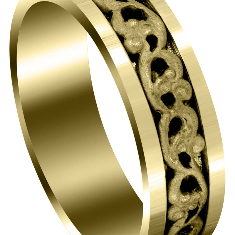 Yellow Gold Celtic Mens Wedding Band | Sand Blast Finish (Everett)
