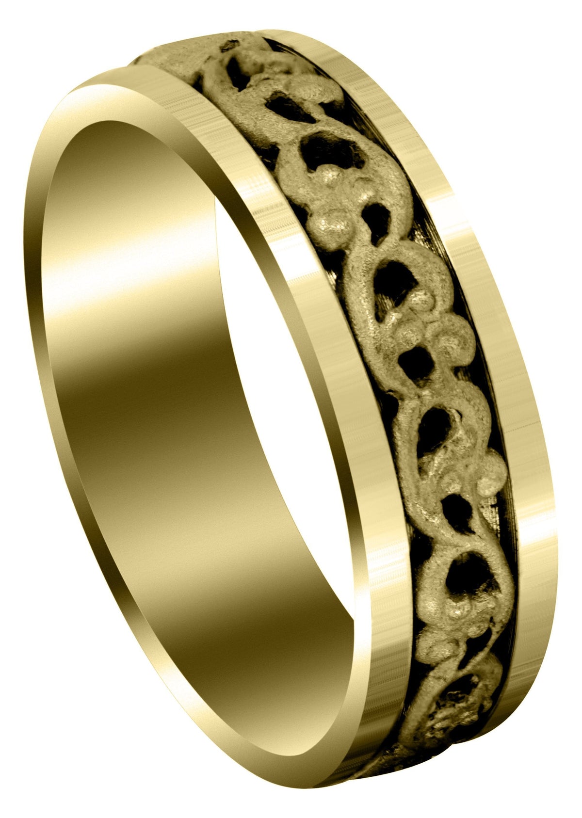 Yellow Gold Celtic Mens Wedding Band | Sand Blast Finish (Everett)