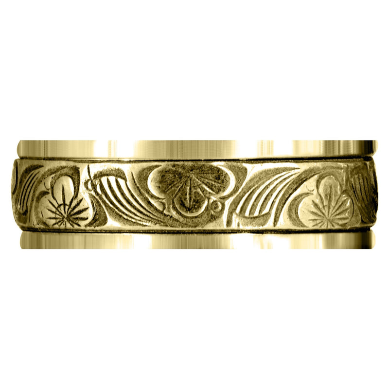 Yellow Gold Antique Mens Wedding Band | High Polish Finish (Alex)