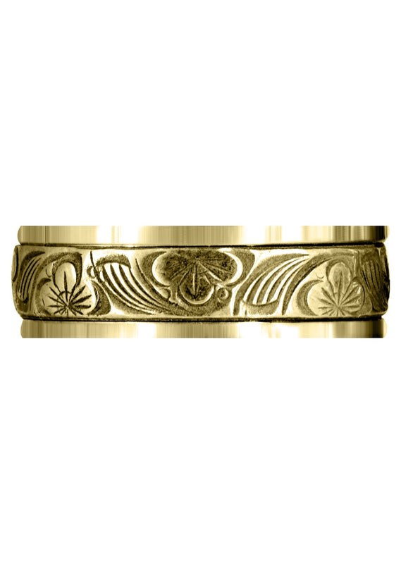 Yellow Gold Antique Mens Wedding Band | High Polish Finish (Alex)