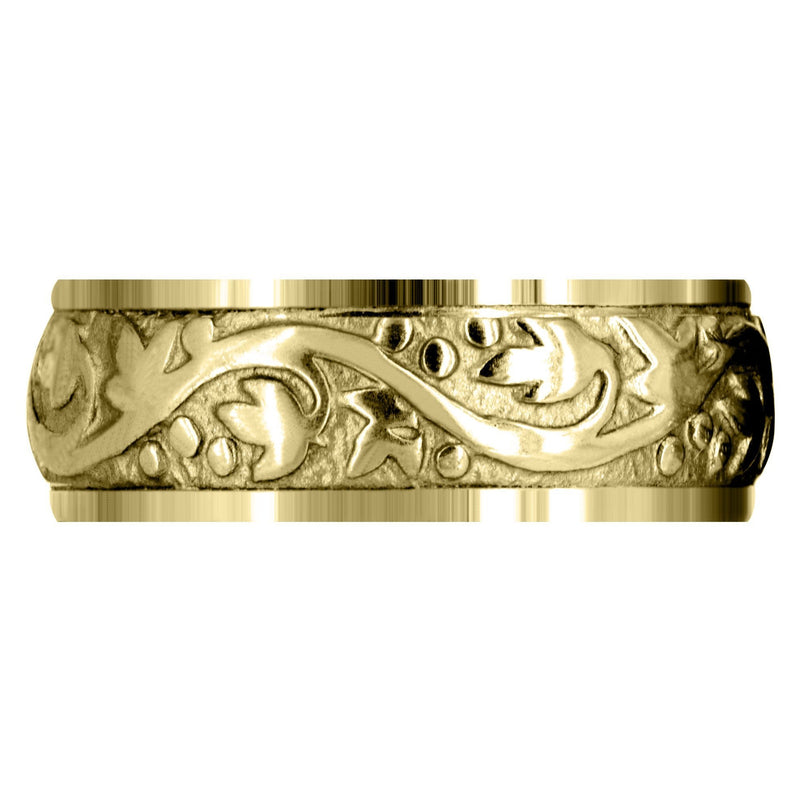 Yellow Gold Antique Mens Wedding Band | Sand Blast / High Polish Finish (Bryson)