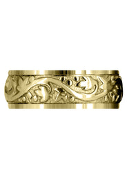 Yellow Gold Antique Mens Wedding Band | Sand Blast / High Polish Finish (Bryson)