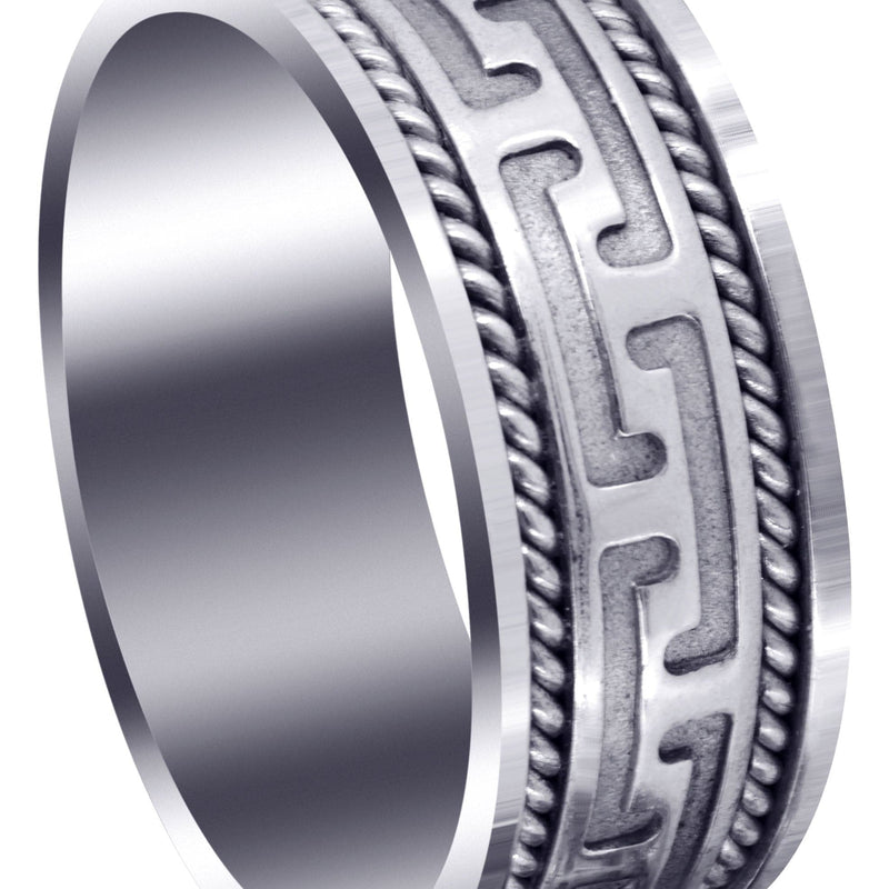 Modern Mens Wedding Band | Sand Blast / High Polish Finish (Jayce)