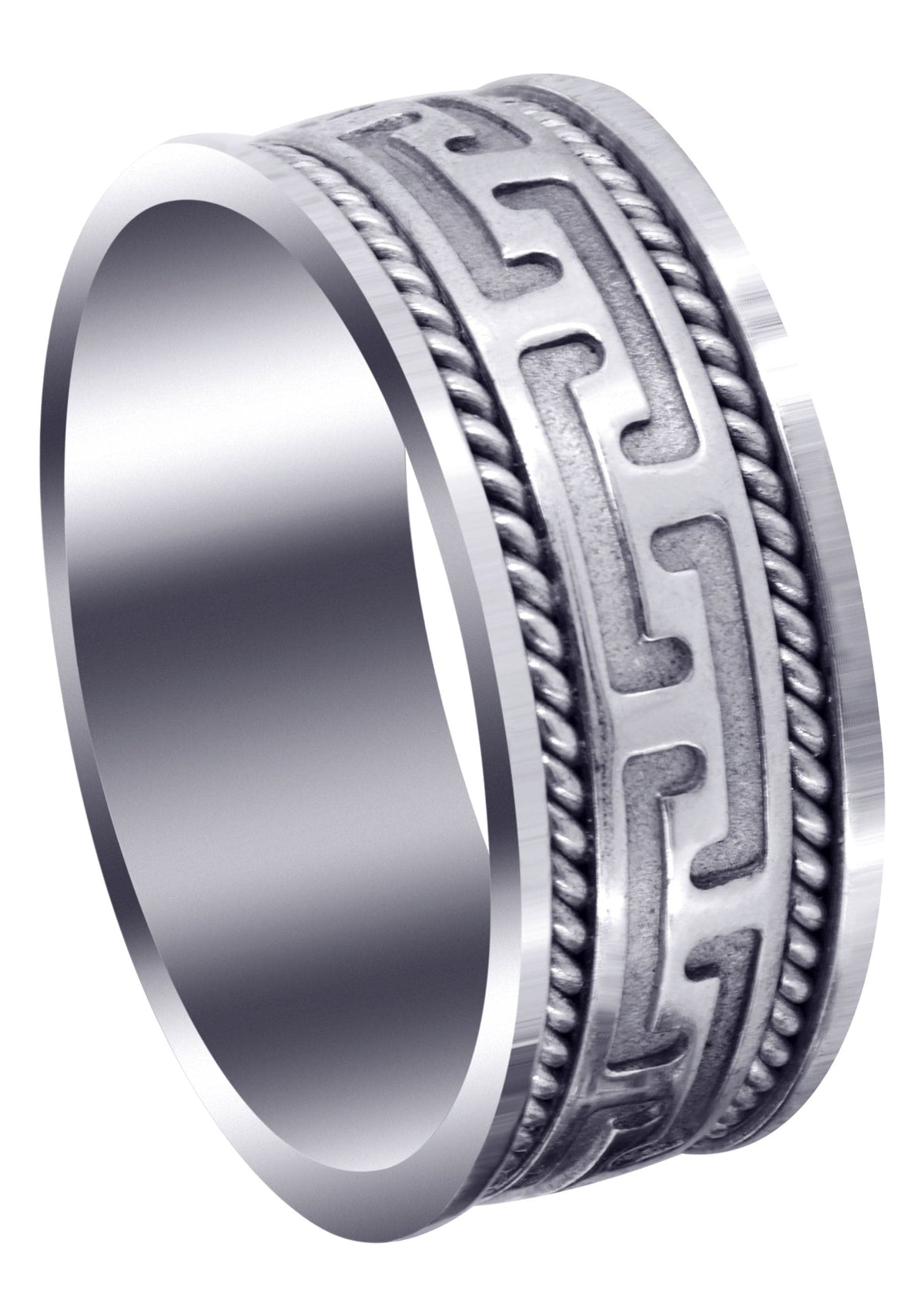 Modern Mens Wedding Band | Sand Blast / High Polish Finish (Jayce)