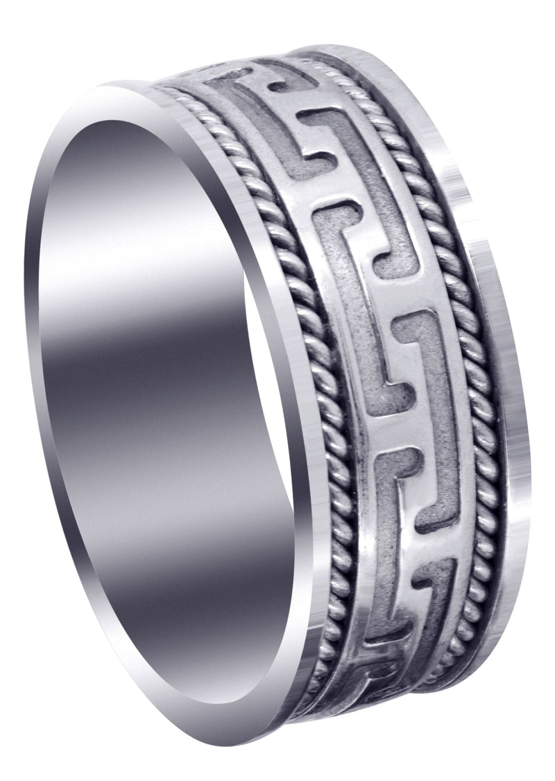Modern Mens Wedding Band | Sand Blast / High Polish Finish (Jayce)