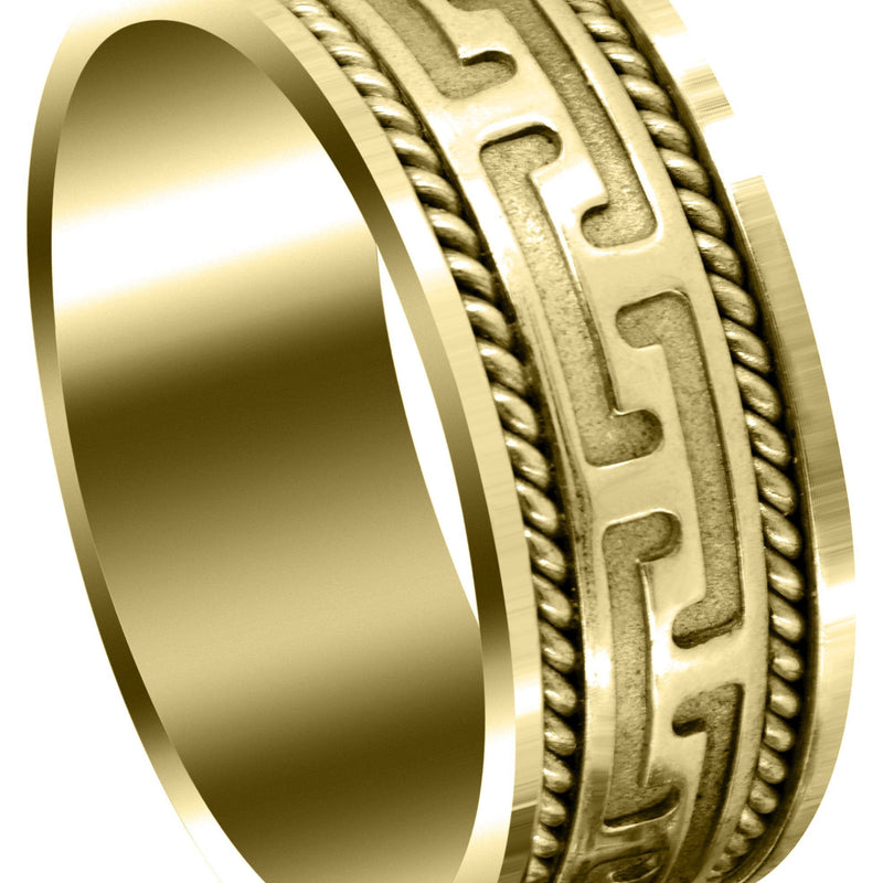 Yellow Gold Modern Mens Wedding Band | Sand Blast / High Polish Finish (Jayce)