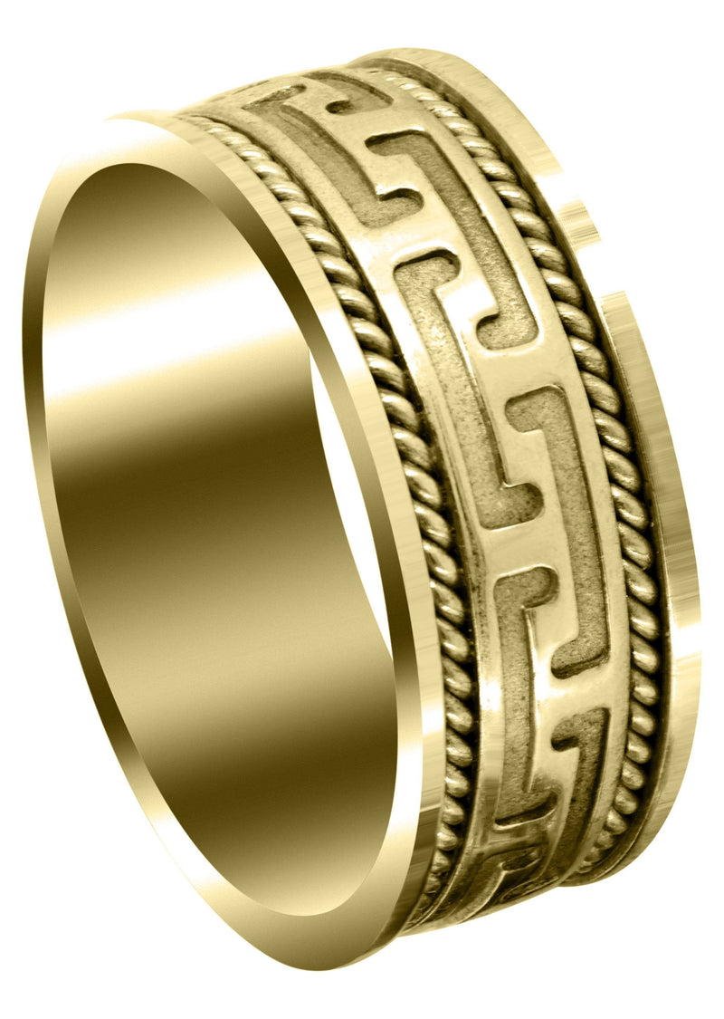 Yellow Gold Modern Mens Wedding Band | Sand Blast / High Polish Finish (Jayce)