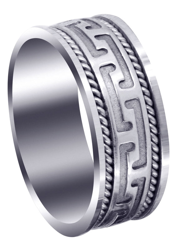 Modern Mens Wedding Band | Sand Blast / High Polish Finish (Jayce)
