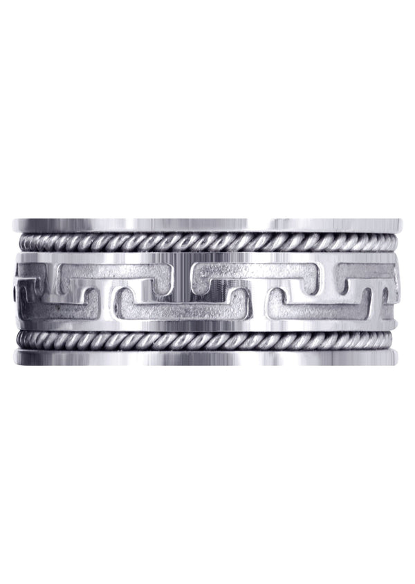 Modern Mens Wedding Band | Sand Blast / High Polish Finish (Jayce)