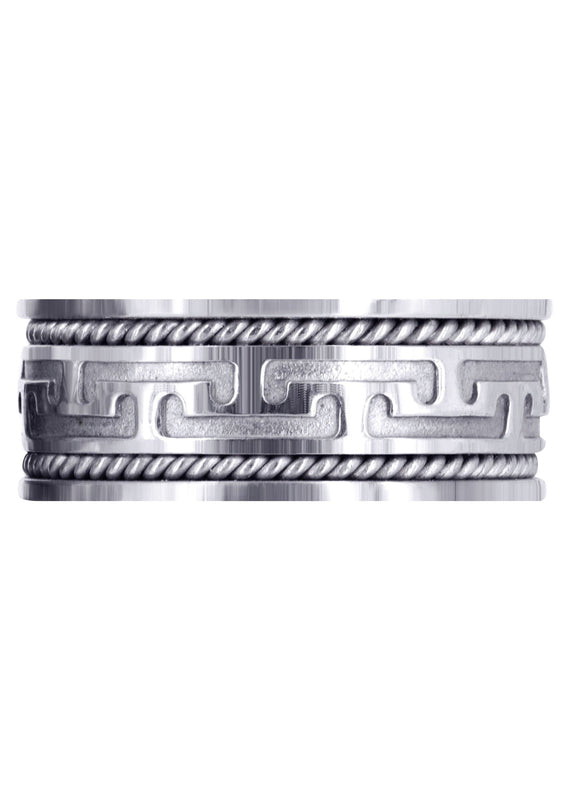 Modern Mens Wedding Band | Sand Blast / High Polish Finish (Jayce)