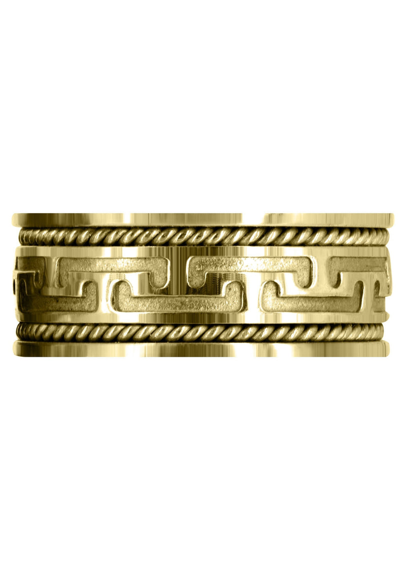 Yellow Gold Modern Mens Wedding Band | Sand Blast / High Polish Finish (Jayce)