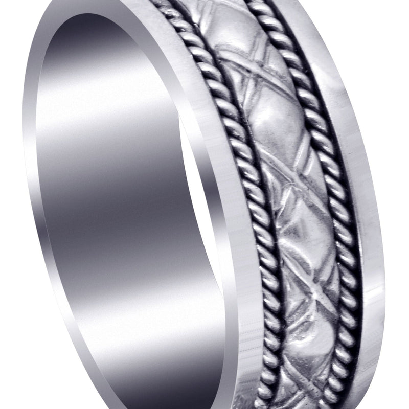 Modern Mens Wedding Band | Sand Blast / High Polish Finish (Elliott)