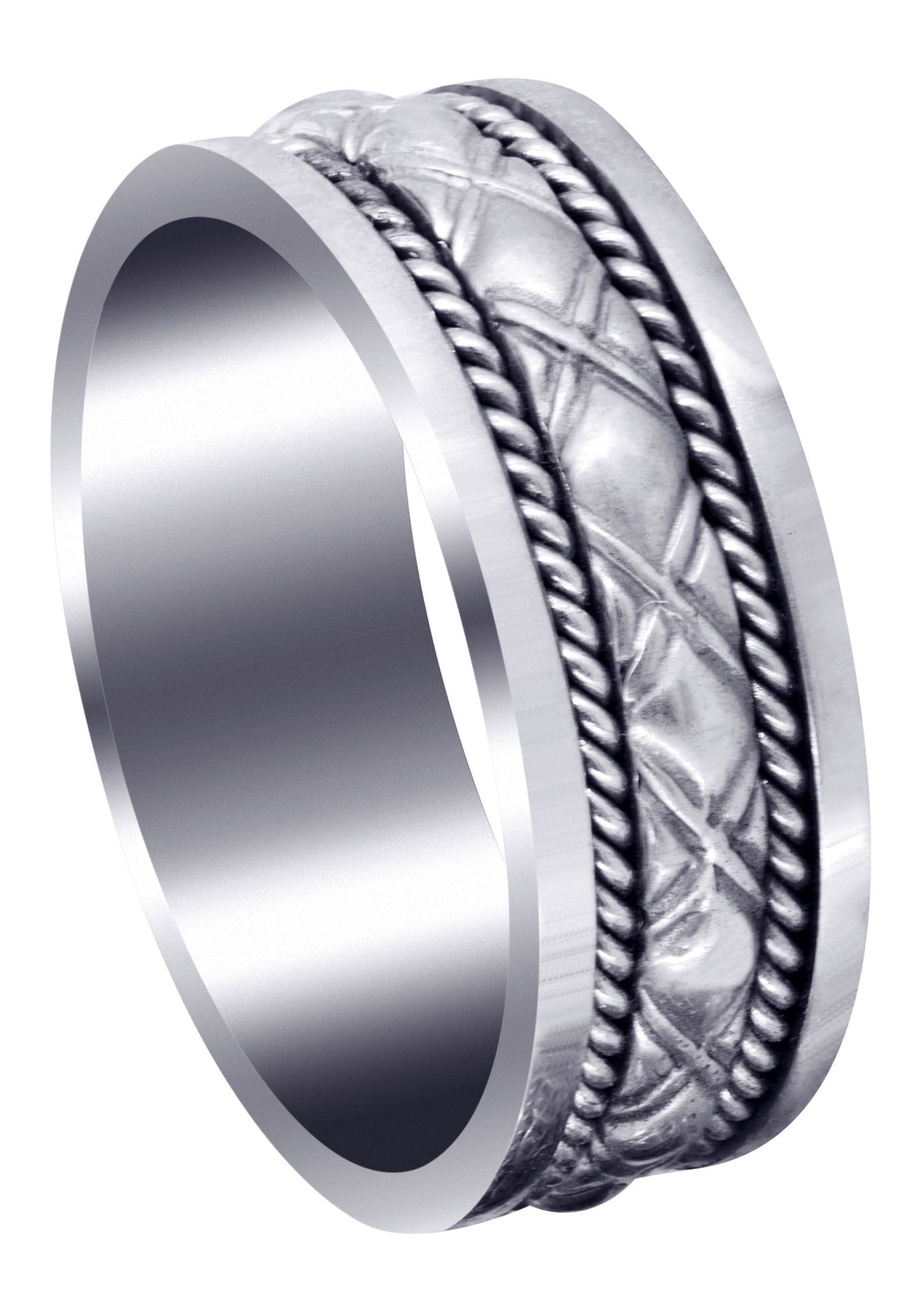Modern Mens Wedding Band | Sand Blast / High Polish Finish (Elliott)