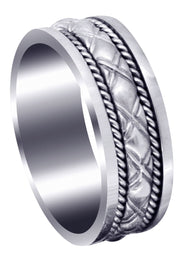 Modern Mens Wedding Band | Sand Blast / High Polish Finish (Elliott)