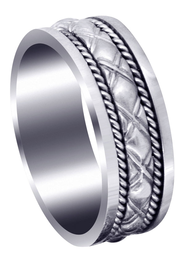 Modern Mens Wedding Band | Sand Blast / High Polish Finish (Elliott)