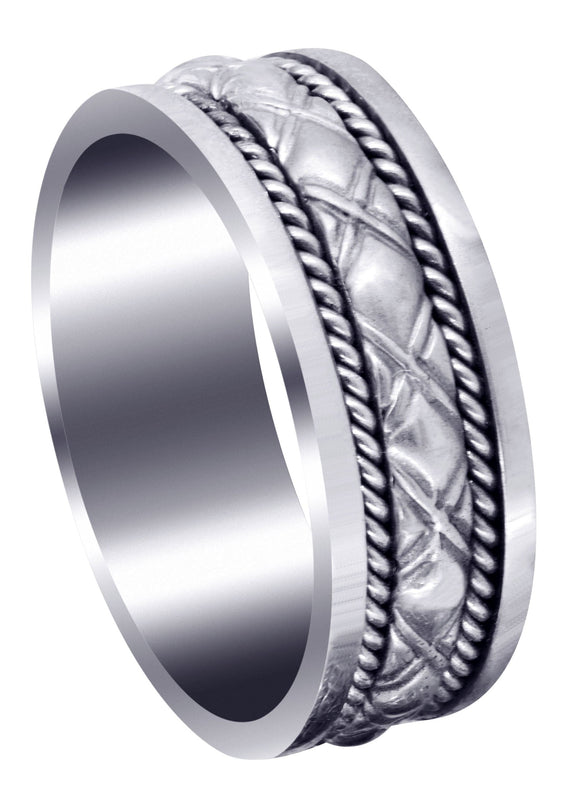 Modern Mens Wedding Band | Sand Blast / High Polish Finish (Elliott)