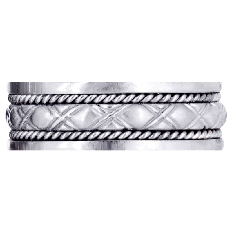 Modern Mens Wedding Band | Sand Blast / High Polish Finish (Elliott)