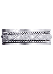 Modern Mens Wedding Band | Sand Blast / High Polish Finish (Elliott)