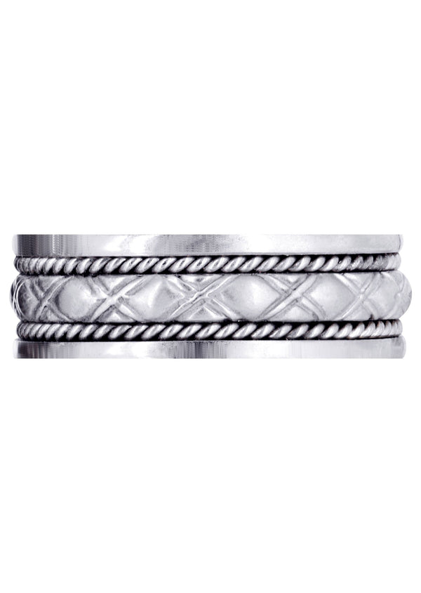 Modern Mens Wedding Band | Sand Blast / High Polish Finish (Elliott)