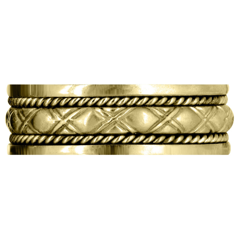 Yellow Gold Modern Mens Wedding Band | Sand Blast / High Polish Finish (Elliott)