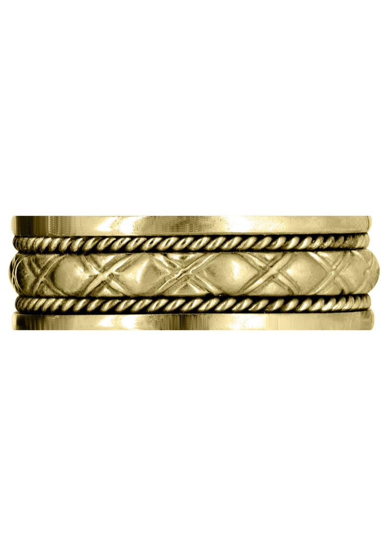 Yellow Gold Modern Mens Wedding Band | Sand Blast / High Polish Finish (Elliott)