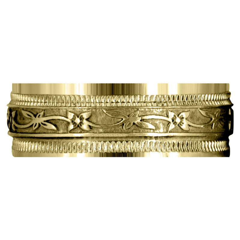 Yellow Gold Antique Mens Wedding Band | High Polish Finish (Cayden)