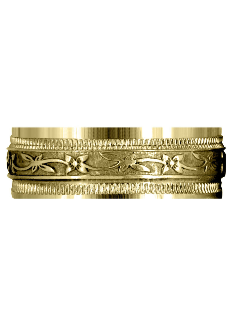 Yellow Gold Antique Mens Wedding Band | High Polish Finish (Cayden)