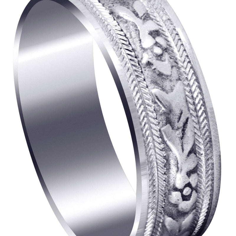Antique Mens Wedding Band | Sand Blast / High Polish Finish (Bryce)