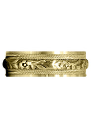Yellow Gold Antique Mens Wedding Band | Sand Blast / High Polish Finish (Bryce)