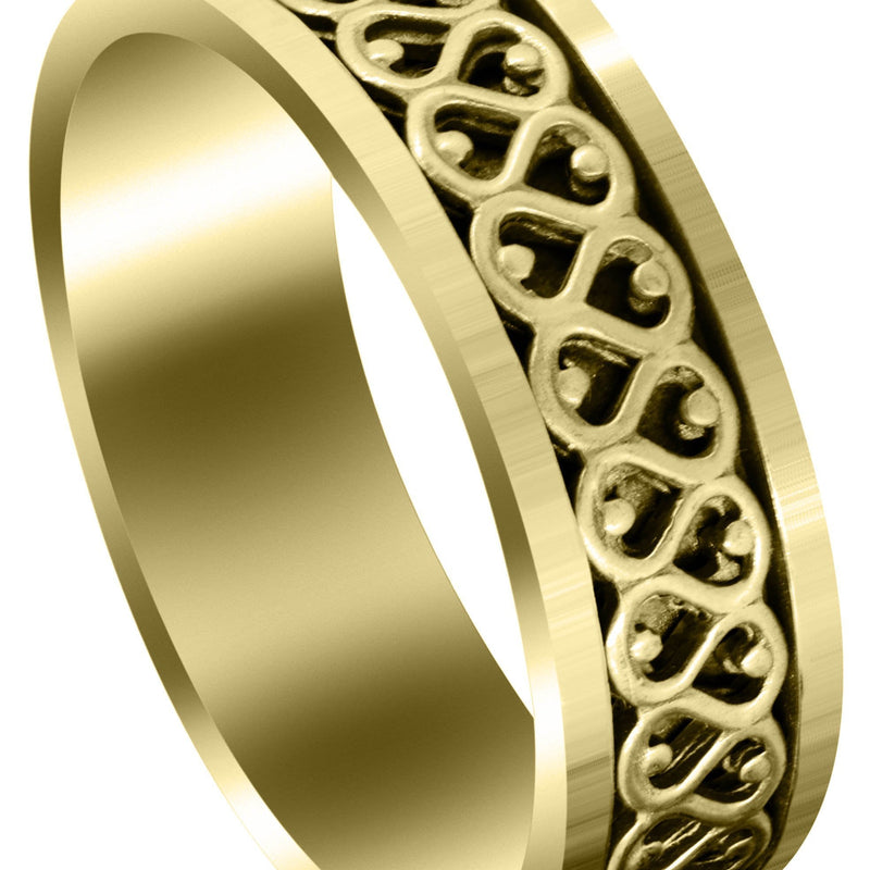 Yellow Gold Celtic Mens Wedding Band | High Polish Finish (Silas)