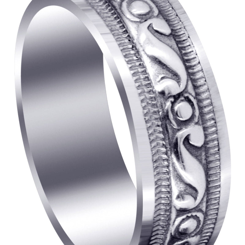 Antique Mens Wedding Band | Sand Blast / High Polish Finish (Jesus)
