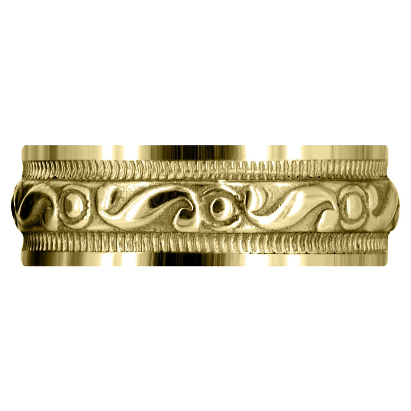 Yellow Gold Antique Mens Wedding Band | Sand Blast / High Polish Finish (Jesus)
