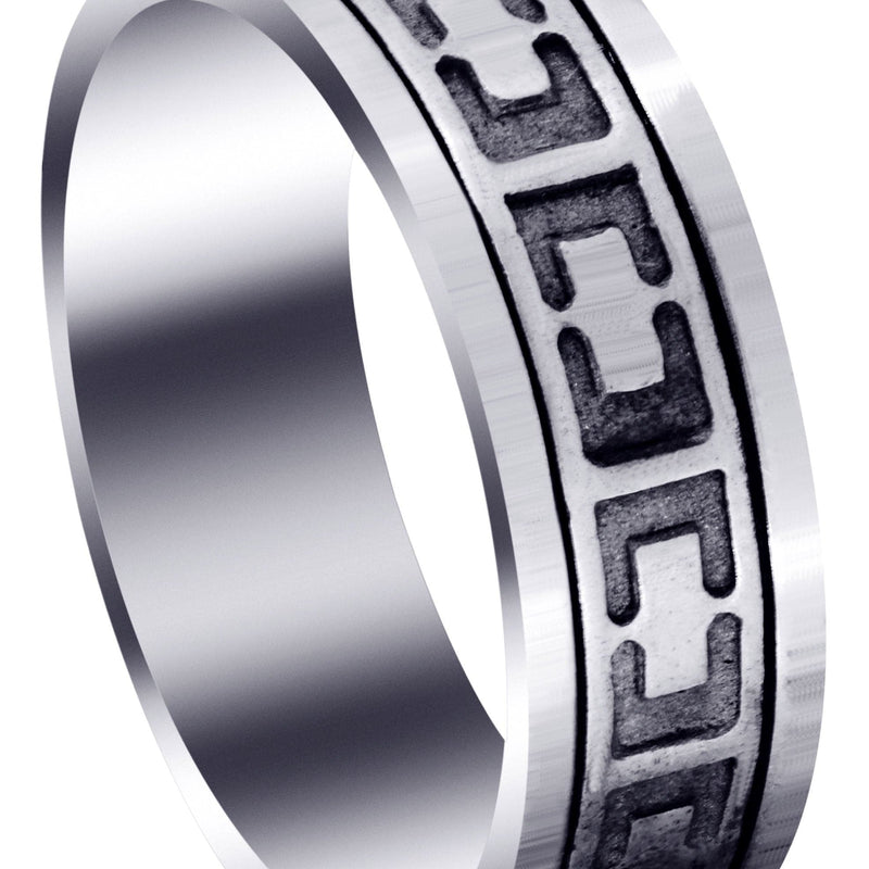 Contemporary Mens Wedding Band | Sand Blast / High Polish Finish (Santiago)