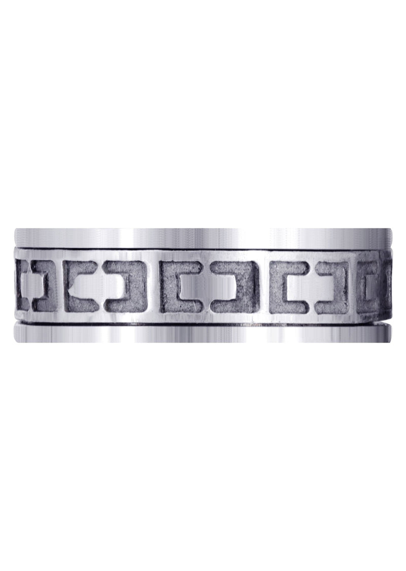 Contemporary Mens Wedding Band | Sand Blast / High Polish Finish (Santiago)