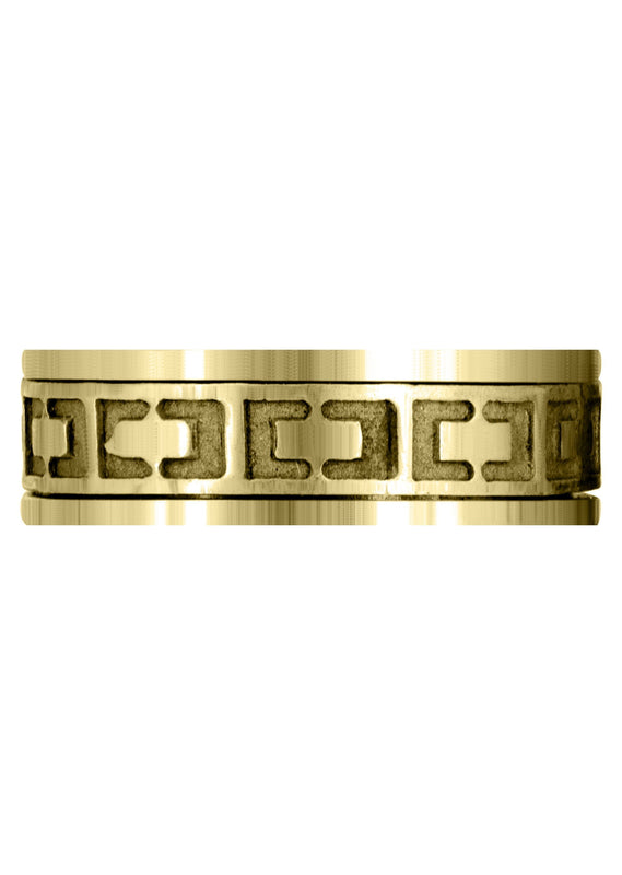 Yellow Gold Contemporary Mens Wedding Band | Sand Blast / High Polish Finish (Santiago)