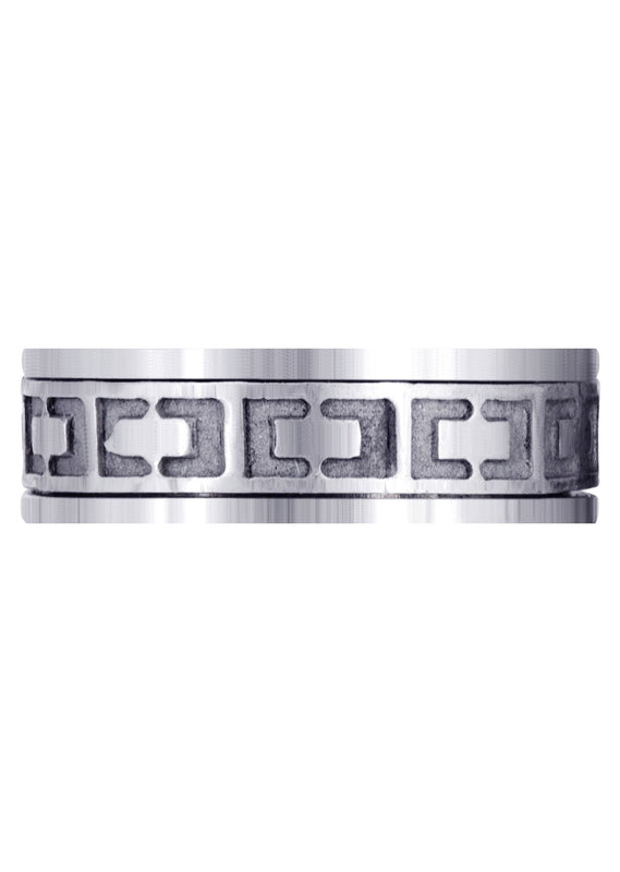 Contemporary Mens Wedding Band | Sand Blast / High Polish Finish (Santiago)