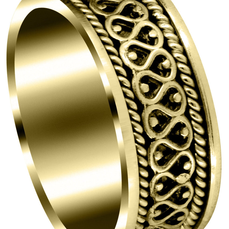 Yellow Gold Celtic Unique Mens Wedding Band | High Polish Finish (Sean)