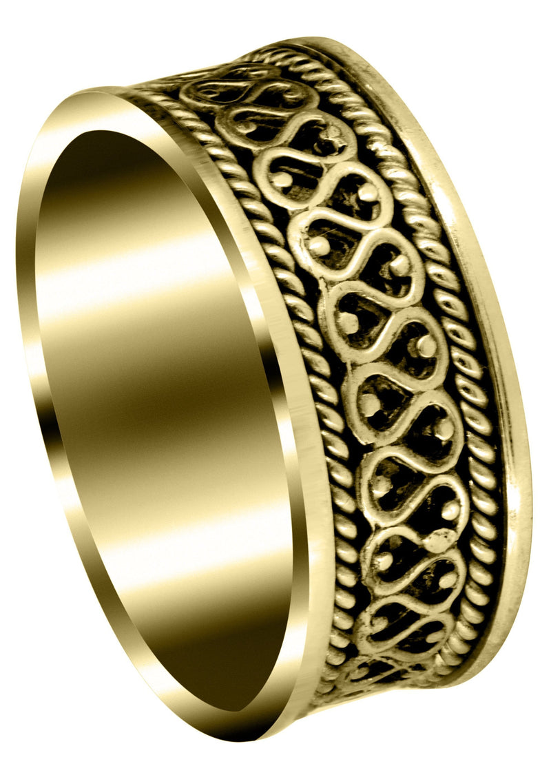 Yellow Gold Celtic Unique Mens Wedding Band | High Polish Finish (Sean)