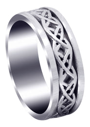 Celtic Mens Wedding Band | Sand Blast / High Polish Finish (Derek)