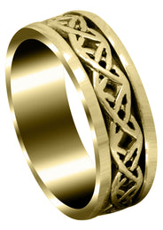 Yellow Gold Celtic Mens Wedding Band | Sand Blast / High Polish Finish (Derek)